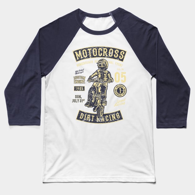 Motocross Dirt Racing Custom Engine 1985 Baseball T-Shirt by JakeRhodes